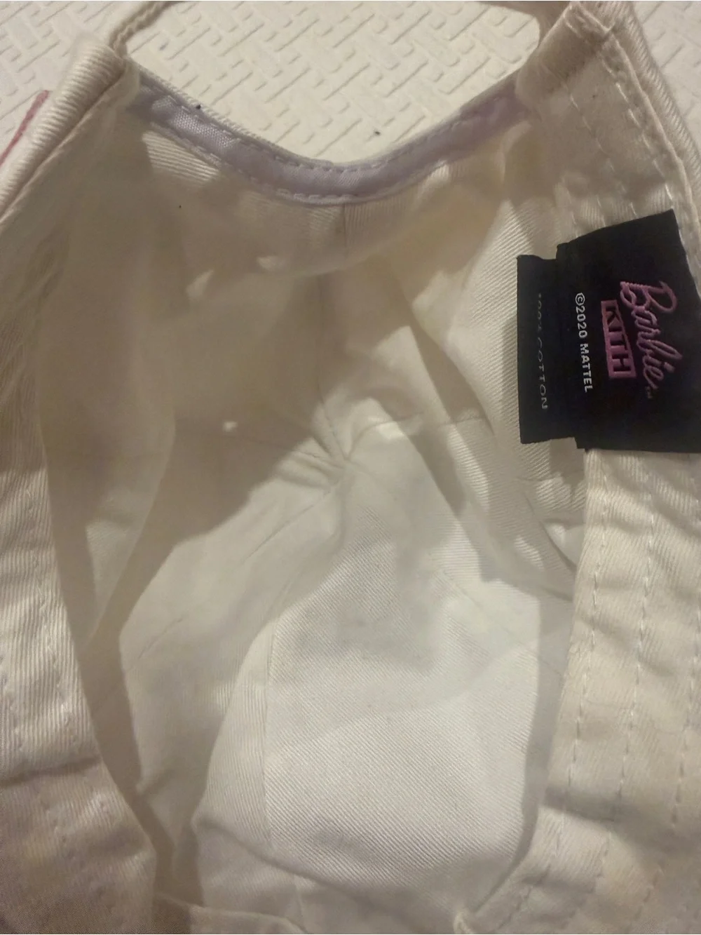 Kith BARBIE White Kids Cap with Pink Script Logo